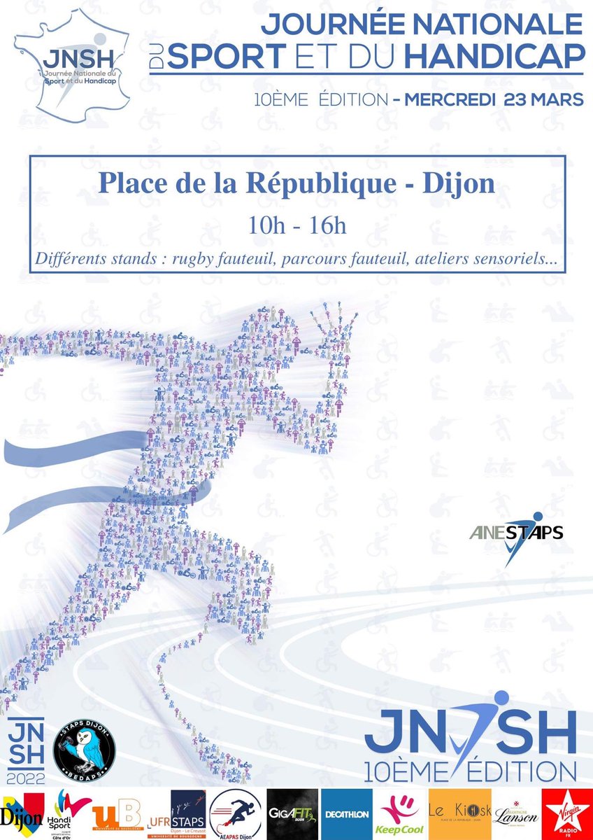 bedapsdijon's tweet photo. 🦾 JNSH 💪

Dans quelques jours se tiendra la Journée Nationale du Sport et du Handicap ! 

🗓 Rdv le mercredi 23 mars 2022 à la place de la République ! https://t.co/zLkP35J11f