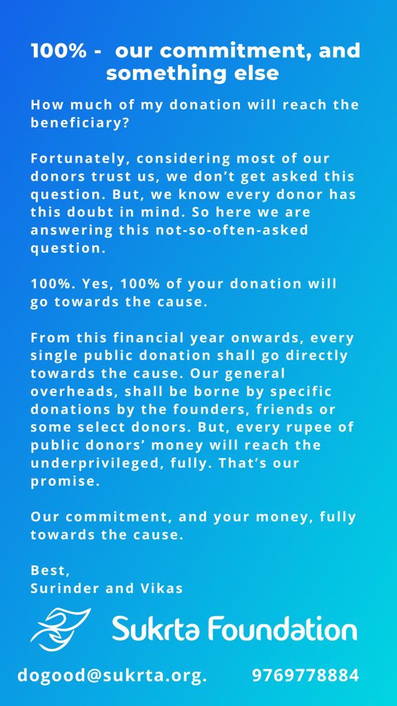 Last 2 weeks of this Financial Year. You can do good, and save tax too. We are paying ‘arrears/ balance’ school fees of the underprivileged kids. Do give, to us or any charity of your choice.