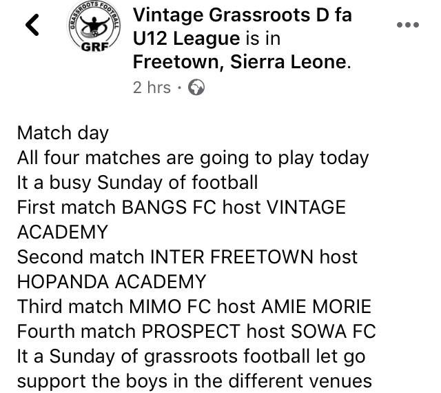 InterFreetown's tweet photo. Match Day!! All games are playing today in the League. https://t.co/9LUg672AS3