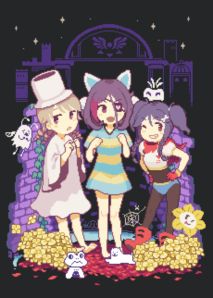 oyzk_2nc's tweet photo. アイドルと遺跡のモンスター
表紙のロゴなしイラスト掲載OK頂きましたので載せておきますね
#森久保乃々 #早坂美玲 #三好紗南 #undertale #pixelart #ドット絵 https://t.co/eIgogW3VFy