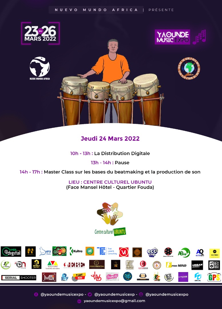 YaoundeFever's tweet photo. YAOUNDE MUSIC EXPO
DU 23 AU 26 MARS 2022 
AU CENTRE CULTUREL UBUNTU.

VOICI LE PROGRAMME DU FESTIVAL. https://t.co/PPHo83ZqhD