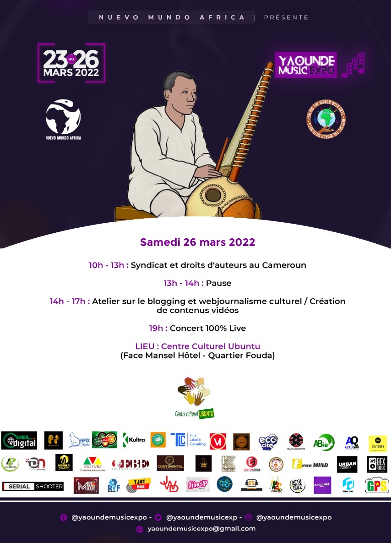 YaoundeFever's tweet photo. YAOUNDE MUSIC EXPO
DU 23 AU 26 MARS 2022 
AU CENTRE CULTUREL UBUNTU.

VOICI LE PROGRAMME DU FESTIVAL. https://t.co/PPHo83ZqhD
