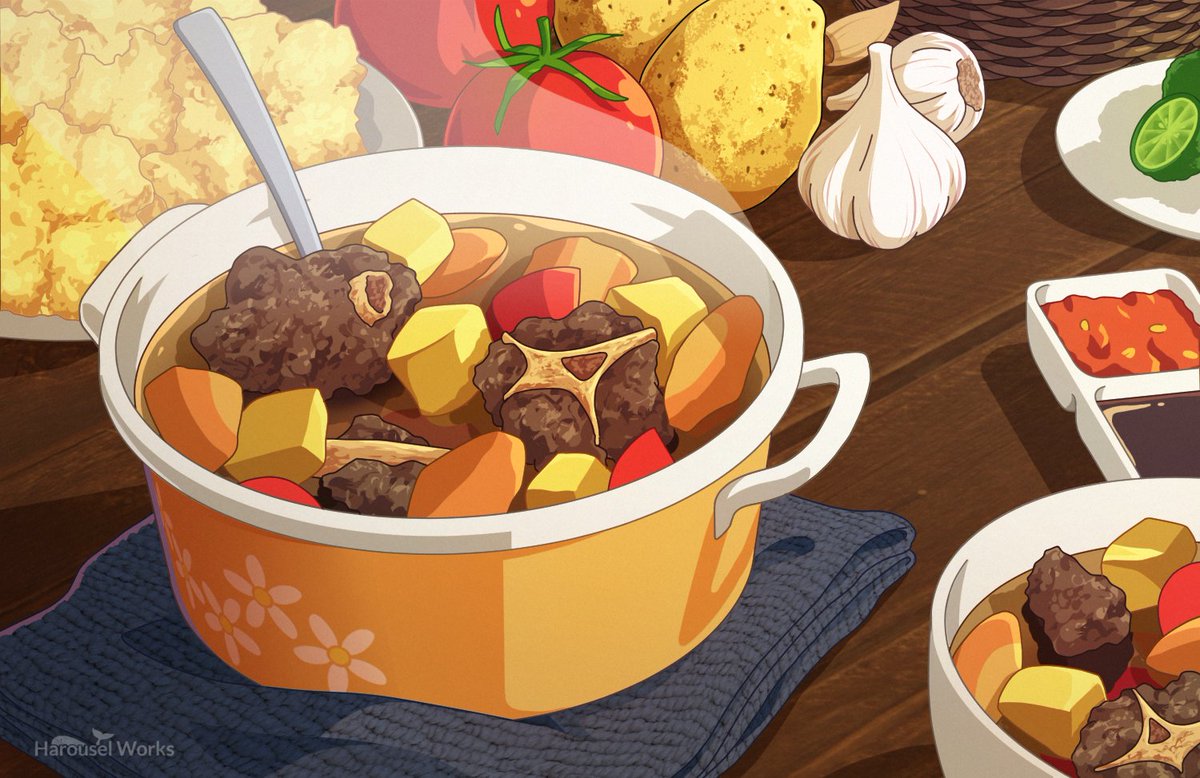 harouselworks's tweet photo. In Indonesia, the oxtail soup is made from slices of oxtail wrapped in spices such as nutmeg, cloves, pepper, cinnamon, and cardamom. After that, the oxtail slices will be fried or grilled, and then put into beef broth with potato, carrot, tomato, scallion, onions, and celery. https://t.co/CxNwj0fX8p