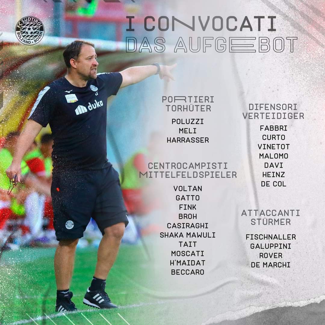 fclubsuedtirol's tweet photo. 📋CONVOCATI🇲🇨

I 2️⃣4️⃣ convocati di Mister Ivan #Javorcic in vista della sfida contro il @SeregnoCalcio 

#FCS #FCSüdtirol #Whitereds #SerieC #passion #FCSSER #FCSüdtirolSeregno #20marzo https://t.co/XxDBbXQ7NR