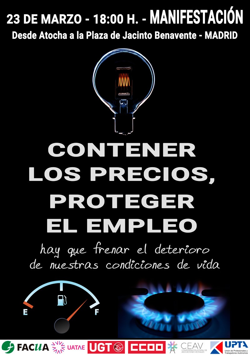 FSCdeCCOO's tweet photo. 📢El #23M saldremos a las calles junto a otras organizaciones para exigir la contención de los precios de la energía:

📢Exigimos un cambio en el modelo de precios.

📢Exigimos que no se comprometa el empleo ni nuestras condiciones de vida. https://t.co/FruqThJOi3