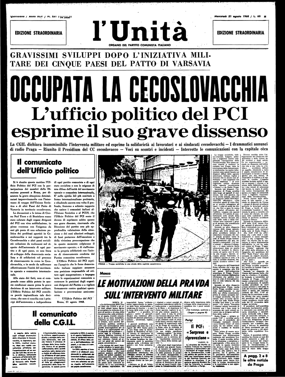 ArnaldoTesti's tweet photo. #Retrohistory, 21 agosto 1968. La differenza fra "entrare" (in Cecoslovacchia), "aggredire" (il Vietnam), "invadere" (l'ateneo di Parma)... Qualche ora dopo "iniziativa militare", "occupare" con il nostro "grave dissenso"... https://t.co/8CKylW6cHi