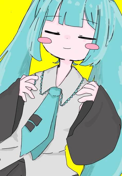 ぱっつん #初音ミク #HatsuneMiku #イラスト #illustration #一日一絵