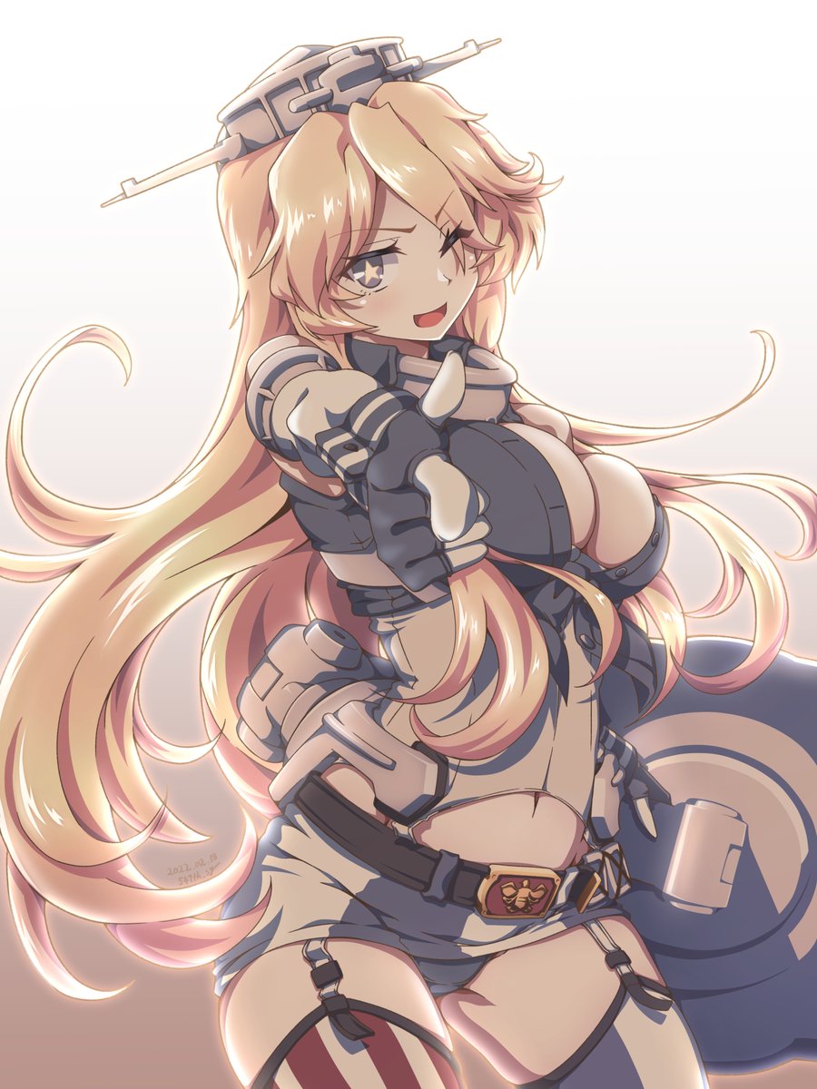 アイオワ(艦これ) 「三連休無くなっちゃったので過去絵を再掲しておきますね...⊂⌒~⊃。Д。)⊃
#」|547th_syのイラスト