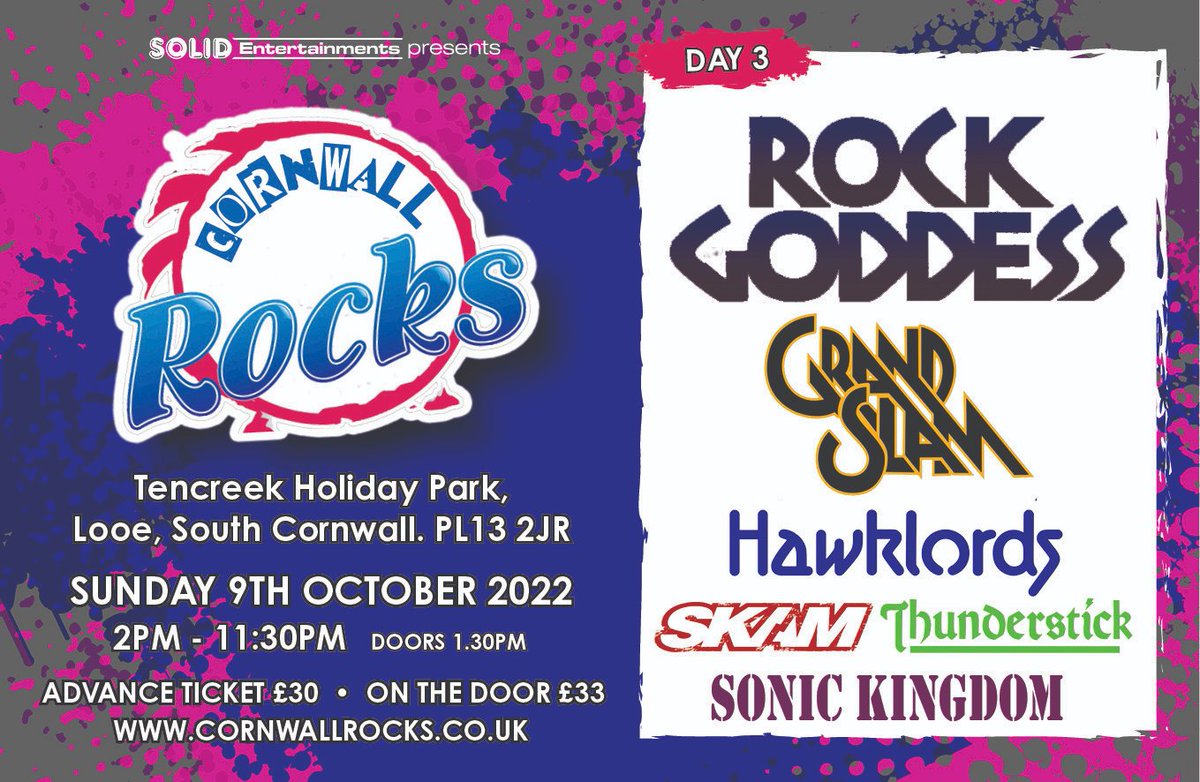 solid_ents's tweet photo. A range of Weekend tickets are still available...

For Rock Music lovers that live locally, fans of ROCK GODDESS or fans of any other band playing on Sunday that cannot make the full weekend....

DAY TICKETS can now be purchased for just £30 at https://t.co/weVqGQCOtf https://t.co/T6yziwfjVH