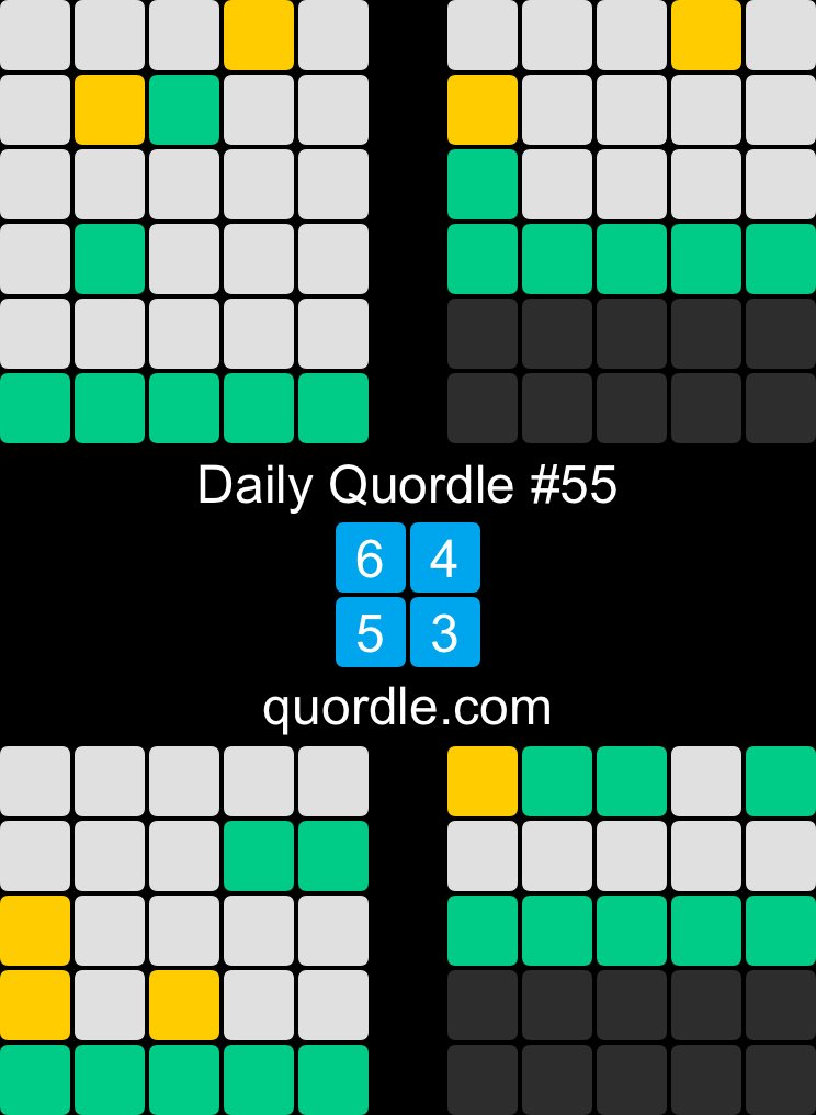Daily Quordle #55
6️⃣4️⃣
5️⃣3️⃣
quordle.com