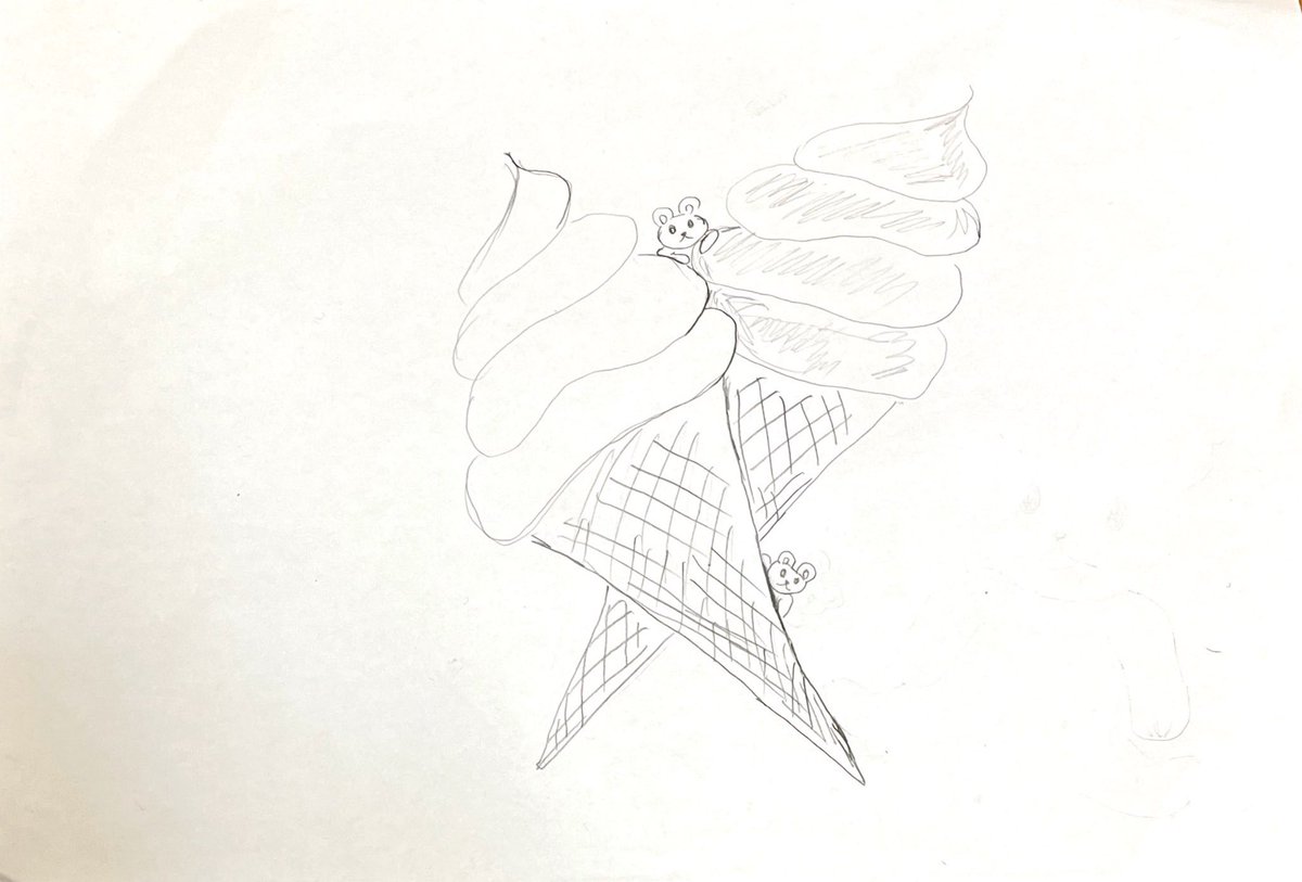 私は大まるの絵の方が好きなのだが、母はソフトクリーム🍦とかき氷🍧の絵の方が好きだそうです。大まるの絵の方は一日中苦しんで出した構図なのに😭ソフトクリームとかき氷は30分もかからなかった。
#イラスト 
#大まる
#ちびまる子ちゃん
#ソフトクリーム
#かき氷 