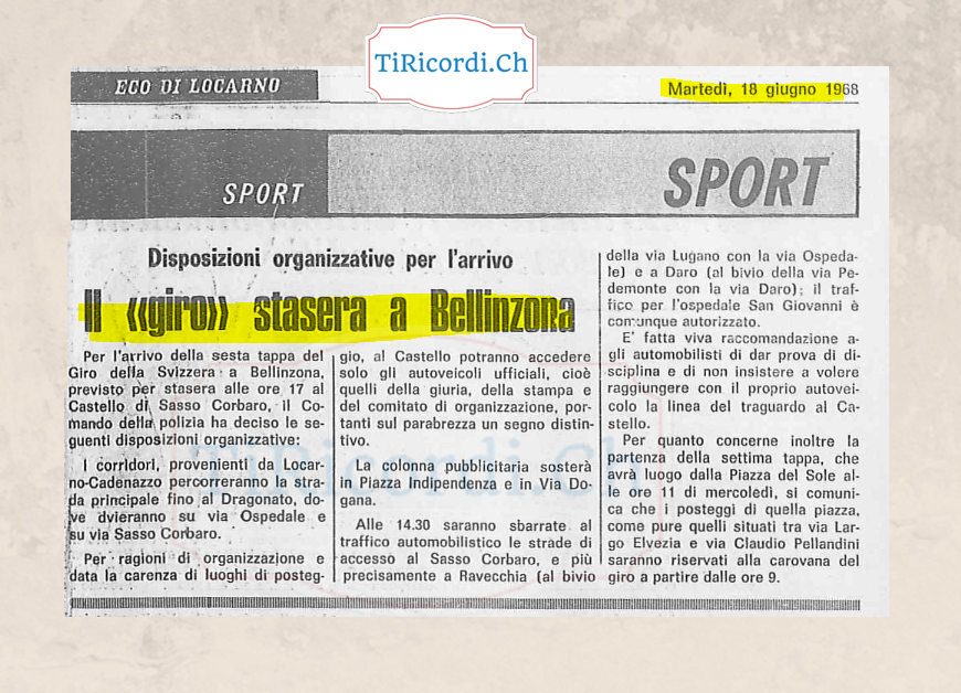 RicordiTi's tweet photo. Il Tour De Suisse a Bellinzona... anche 50 anni fa!
 18 giugno 1968

#storia #ticino #cultura #retro #svizzera #vintagestyle #swiss #lugano #locarno #classic #antique #tiricordi #art #photooftheday #history https://t.co/QtI4x6bYAH
