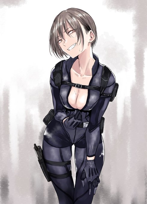 某ゲームの女特殊部隊員はなんでフロントジッパー締めないん?
締めたくても締まらんのか…?って考えながらラクガキ 