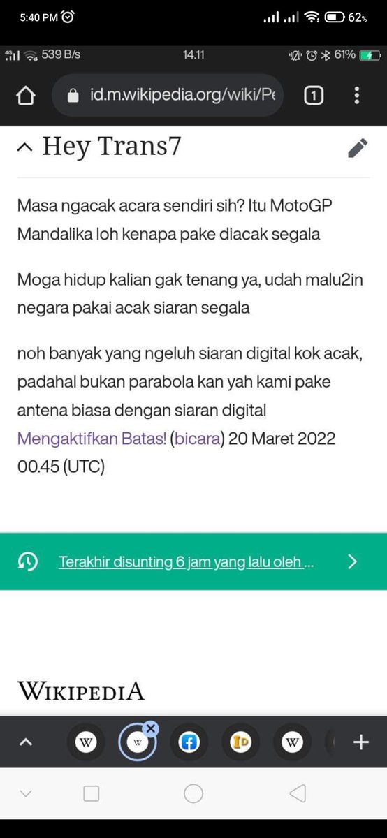 Nurdianzz3's tweet photo. Segini nya org sampe ga bisa nonton Live MotoGP di Trans7, Sampe wikipedia di bajak
#TRANS7
#MotoGPMandalika 
#petir https://t.co/vA6YvJF6aq