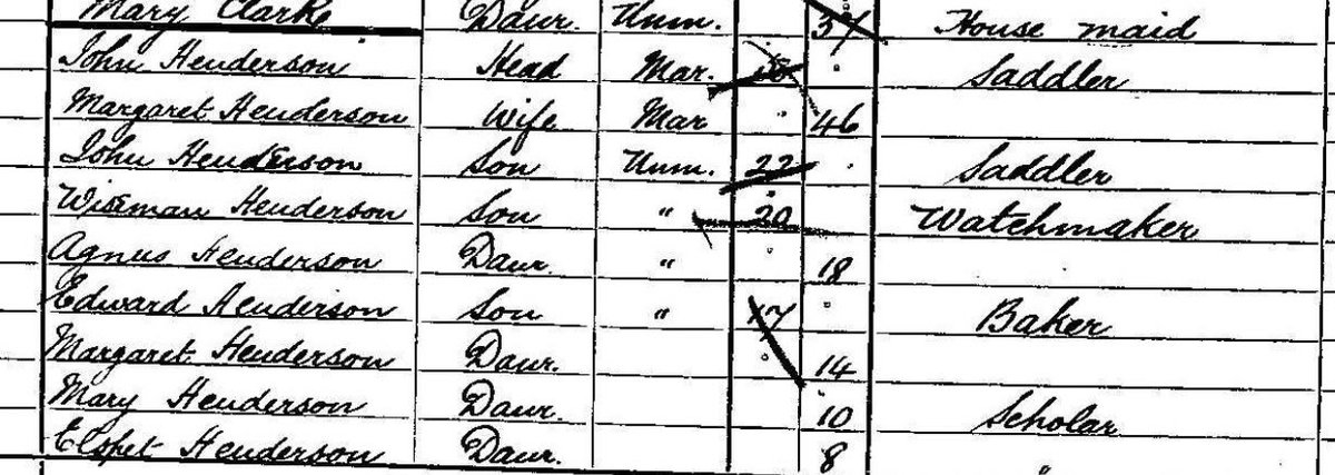EEkirstie's tweet image. 📣 Just a wee reminder that if you live in Scotland, today is #censusday 📣

👉🏻 The census provides a fascinating snapshot in history; below is part of the 1891 census showing master saddler John Henderson and his family a few years before they built the house I now live in… 🧵