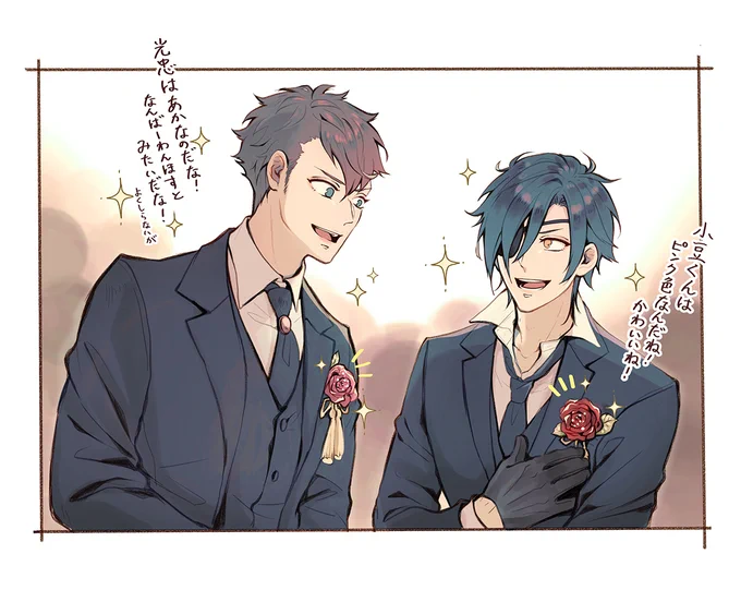 あの本丸おるな福ちゃんが……って思われるちょっとアレンジされた長船たち🌹🌹

長船フェス開催おめでとうございます&ありがとうございます〜〜!!🎊🎊
#0322_OSAFUNE_FES_2022 