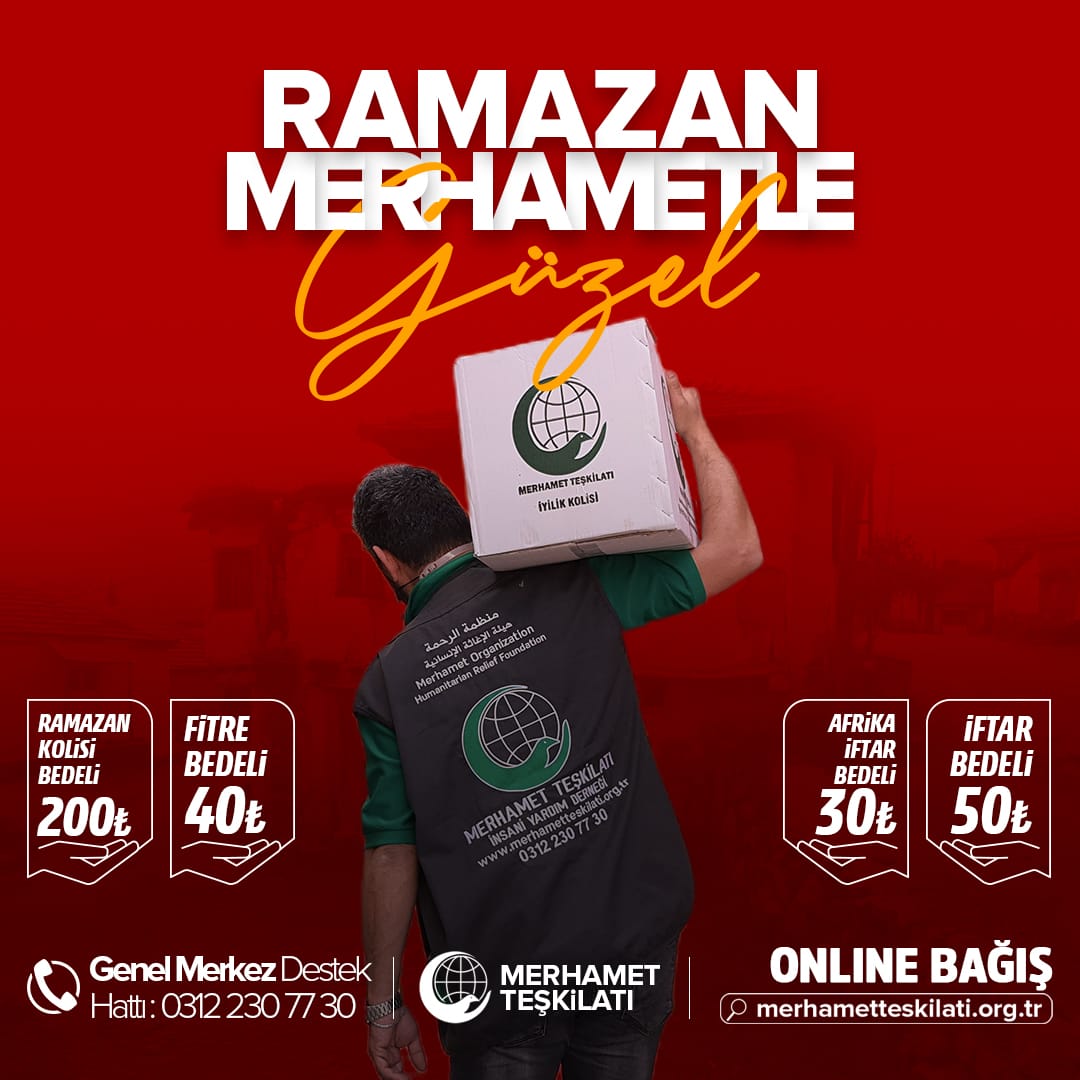 Bu ramazan Merhamet'le güzel olacak! Tabiiki bağış yapan kardeşlerimizin destekleriyle binlerce kardeşimize ulaşscağız ve merhametle sofralarına ortak olacağız. Sizler de Ramazan Ayı gelmeden önce bağışta bulunarak destek olabilirsin

#ramazan #gıdakolisi #fitre #iftar