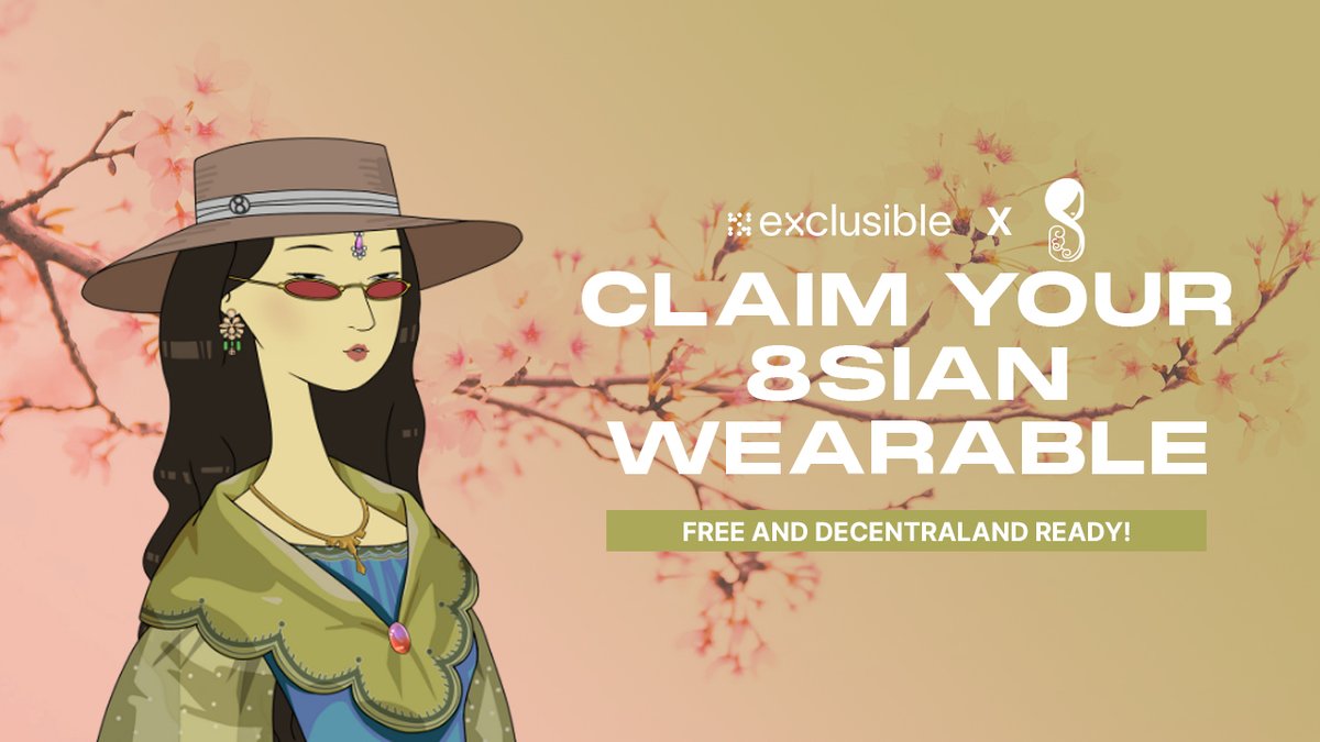 8SIAN Magazine (@8sianmagazine) on Twitter photo #8SIAN FAM! It’s time to dress up 🕺🏻💃🏻
Claim your limited edition wearable now & show it off at the next Metaverse Party by <a href="/exclusible/">Exclusible</a> on @Decentraland!🔥
➡️ bit.ly/3IkhuQJ
Don't forget to share a screenshot of your best looks and tag us!
#8SIAN1ETH #8SIAN FAM! It’s time to dress up 🕺🏻💃🏻
Claim your limited edition wearable now & show it off at the next Metaverse Party by <a href="/exclusible/">Exclusible</a> on @Decentraland!🔥
➡️ bit.ly/3IkhuQJ
Don't forget to share a screenshot of your best looks and tag us!
#8SIAN1ETH