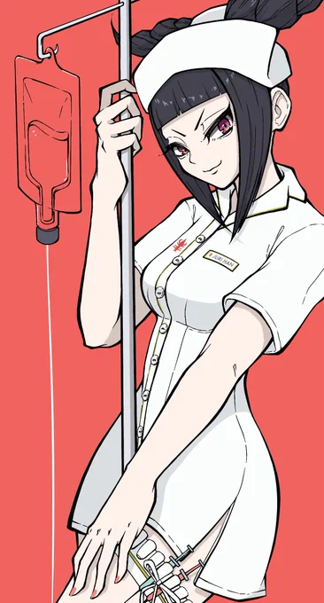 ナース服ジュリちゃん。
#ジュリ
#jurihan
#格ゲーキャラ描こうぜ 