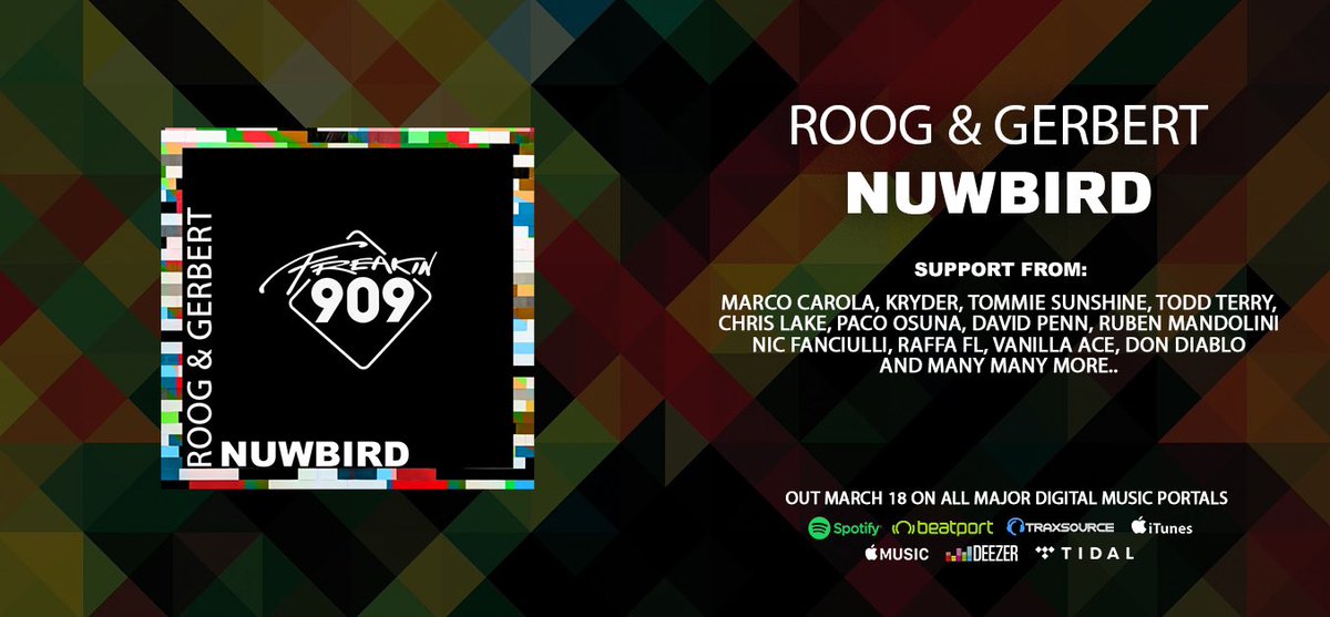 ROOG (@roogofficial) on Twitter photo Roog & Gerbert’s ‘NUWBIRD’ is #OUTNOW on <a href="/MarshallJeffers/">Marshall Jefferson</a>’ <a href="/freakin909/">Freakin 909</a> and already getting some amazing support! 🙏🏽
#Download & #stream your copy at Biglink.to/roogofficial Roog & Gerbert’s ‘NUWBIRD’ is #OUTNOW on <a href="/MarshallJeffers/">Marshall Jefferson</a>’ <a href="/freakin909/">Freakin 909</a> and already getting some amazing support! 🙏🏽
#Download & #stream your copy at Biglink.to/roogofficial