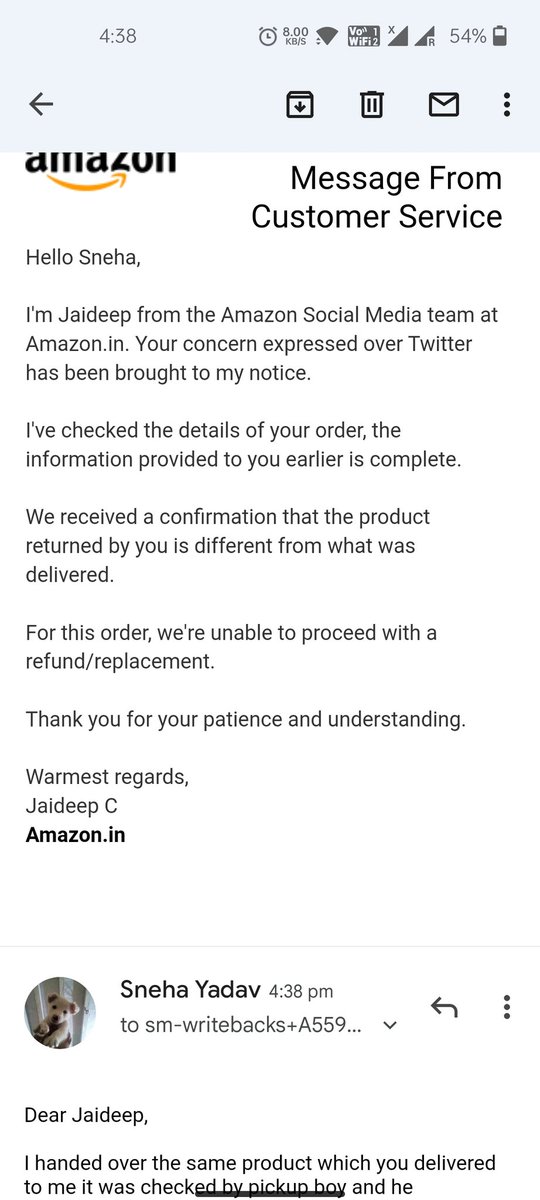 snehaydv43's tweet image. @amazon 
This is unacceptable I have handover the same product to the courier.

#fraud
#donotshopfromamazon 
#Donottrustamazon