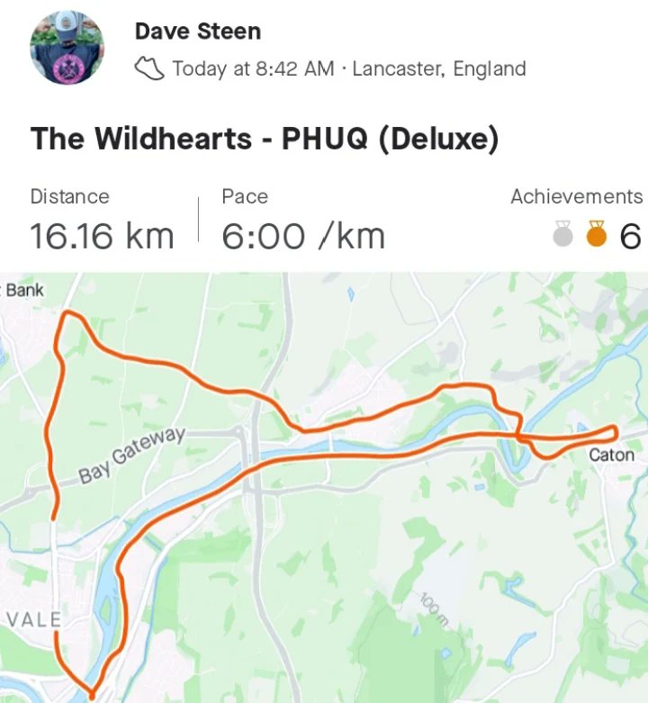 Cakesniffer77's tweet photo. Huzzah! Finally felt like I had the stamina, post-covid, to go a bit further. Planned on 10k but it was so nice outside so ended with 16k. 28 dogs (1.75 DpKm) @runningpunks listened to @TheWildhearts - PHUQ Deluxe #virtualrunclub #farnotfast https://t.co/HN5nNNbiD8