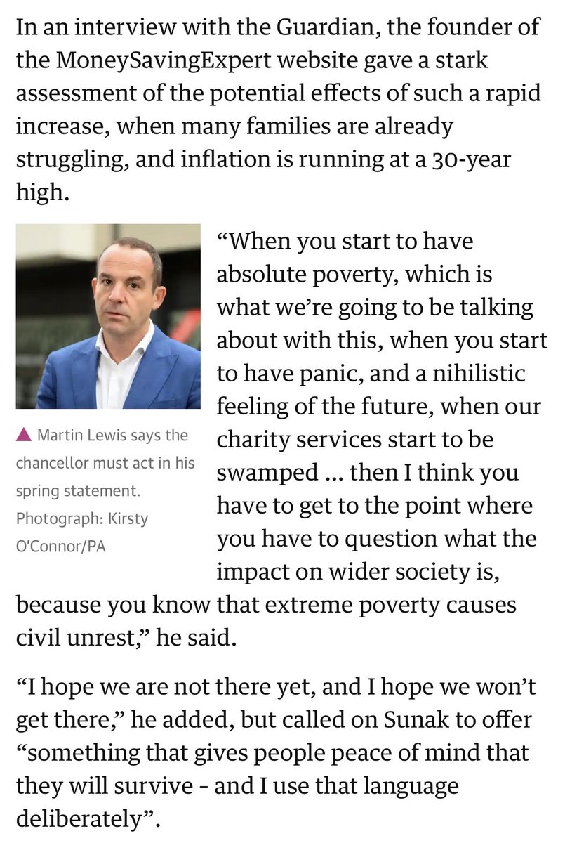 JaneRackham2's tweet photo. @REWearmouth Martin Lewis is also forecasting civil unrest if Sunak doesn’t help citizens. https://t.co/fwkDoxeWqo