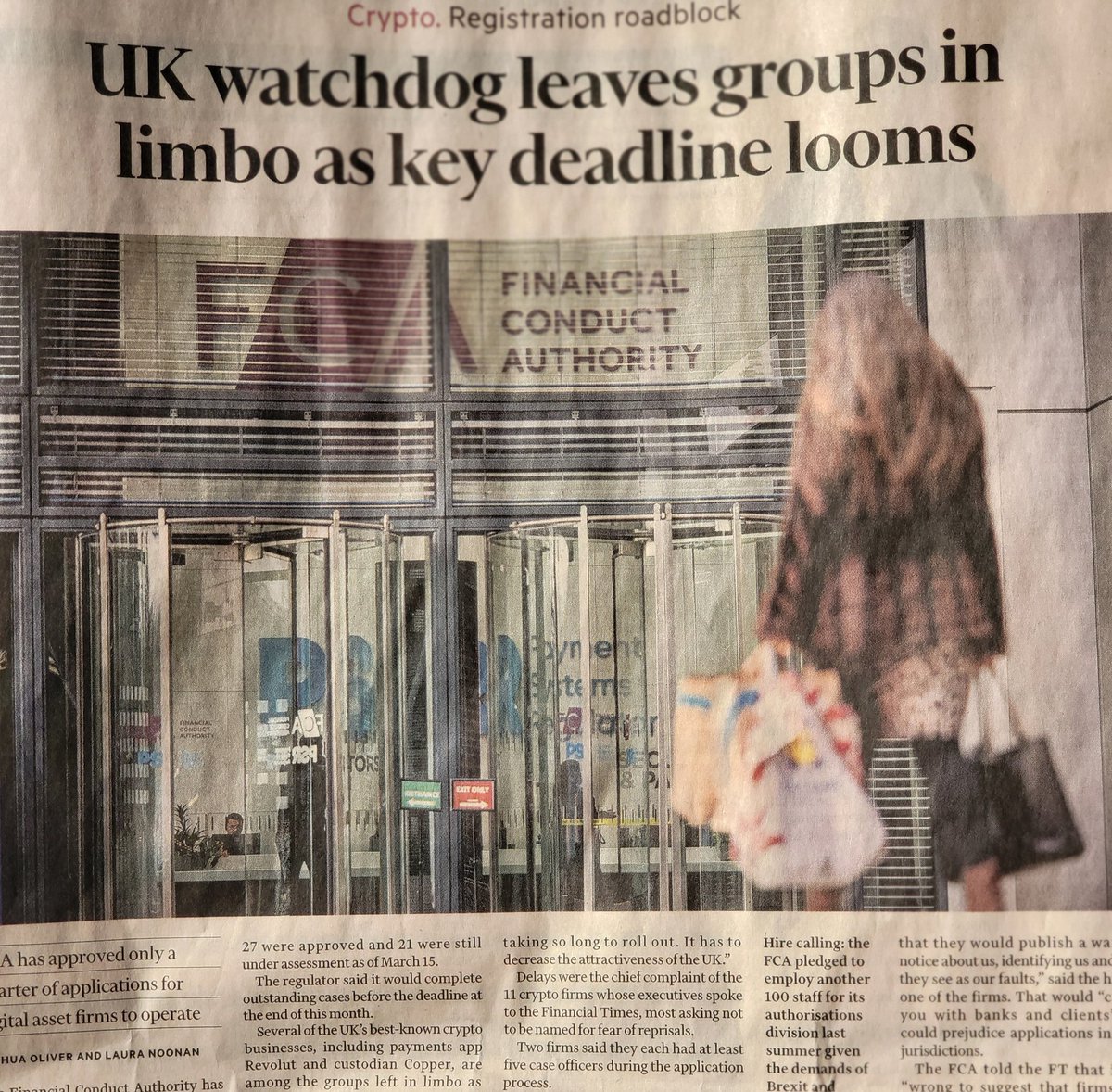 Just 27 #digitalasset firms of the 100+ that applied for #moneylaundering registration with the UK FCA have been registered. 58 have either withdrawn or been rejected and 21 awaiting assessment as of 15 March.

linkedin.com/posts/peteroak…