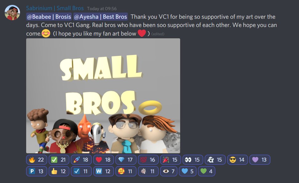 Sabri_Hadfi's tweet photo. Hello Small Bros. Just wanted to share this screen shot from the disscord. The Small Bros have spoken. No man left behind. VC 1 Gang thank you! Much love guysss😍🥰 Sabrinium#0060 
@SmallBrosNFT
@YourBroKevin @hooliopr
@luxwetrust
@declanxdaio
@NYtoMTL https://t.co/L3pWcf5cUN