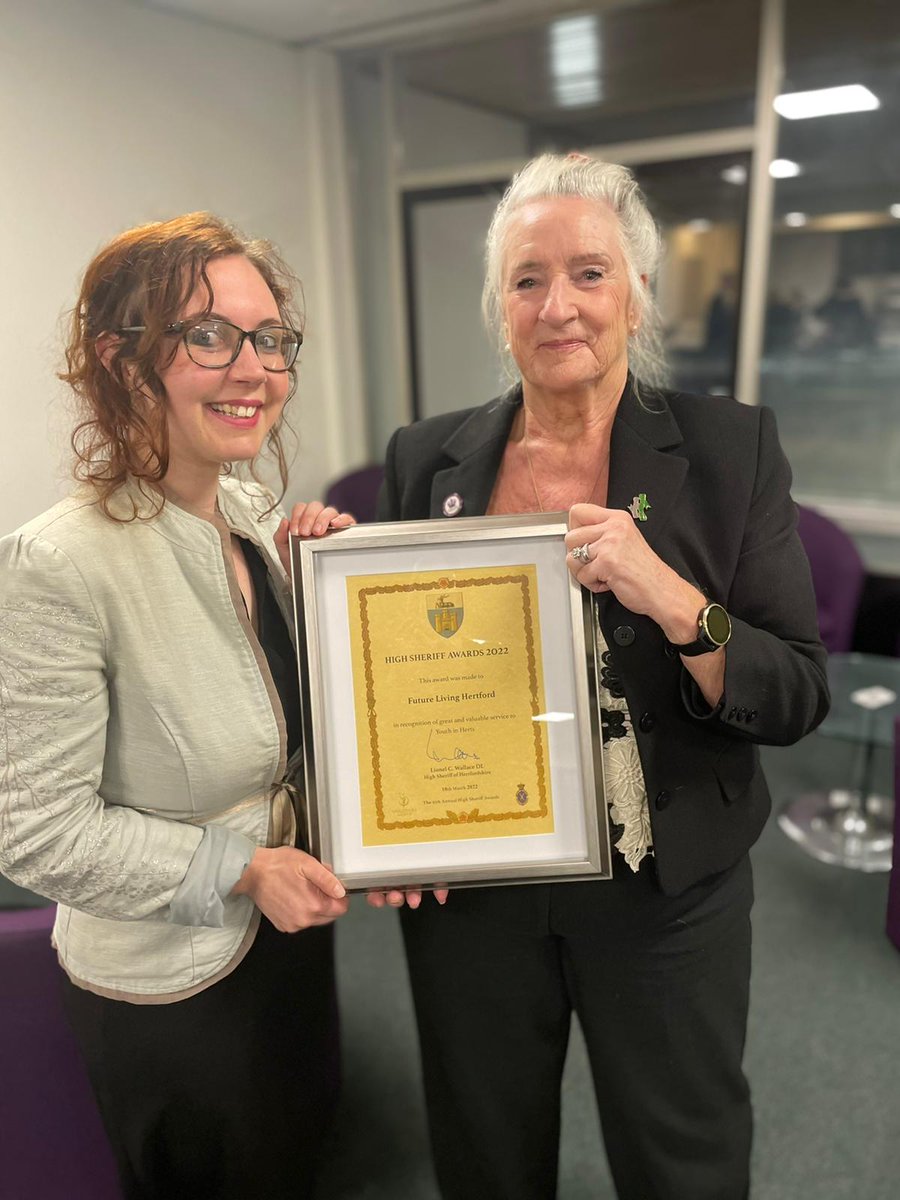 We were honoured and humbled to receive a  High Sheriff of Hertfordshires Award from Lionel Wallace, DL for our work with young  people.  Some great charities were honoured - well deserved, amazing work! Thank you to Herts Community Foundation for hosting a great hybrid event.