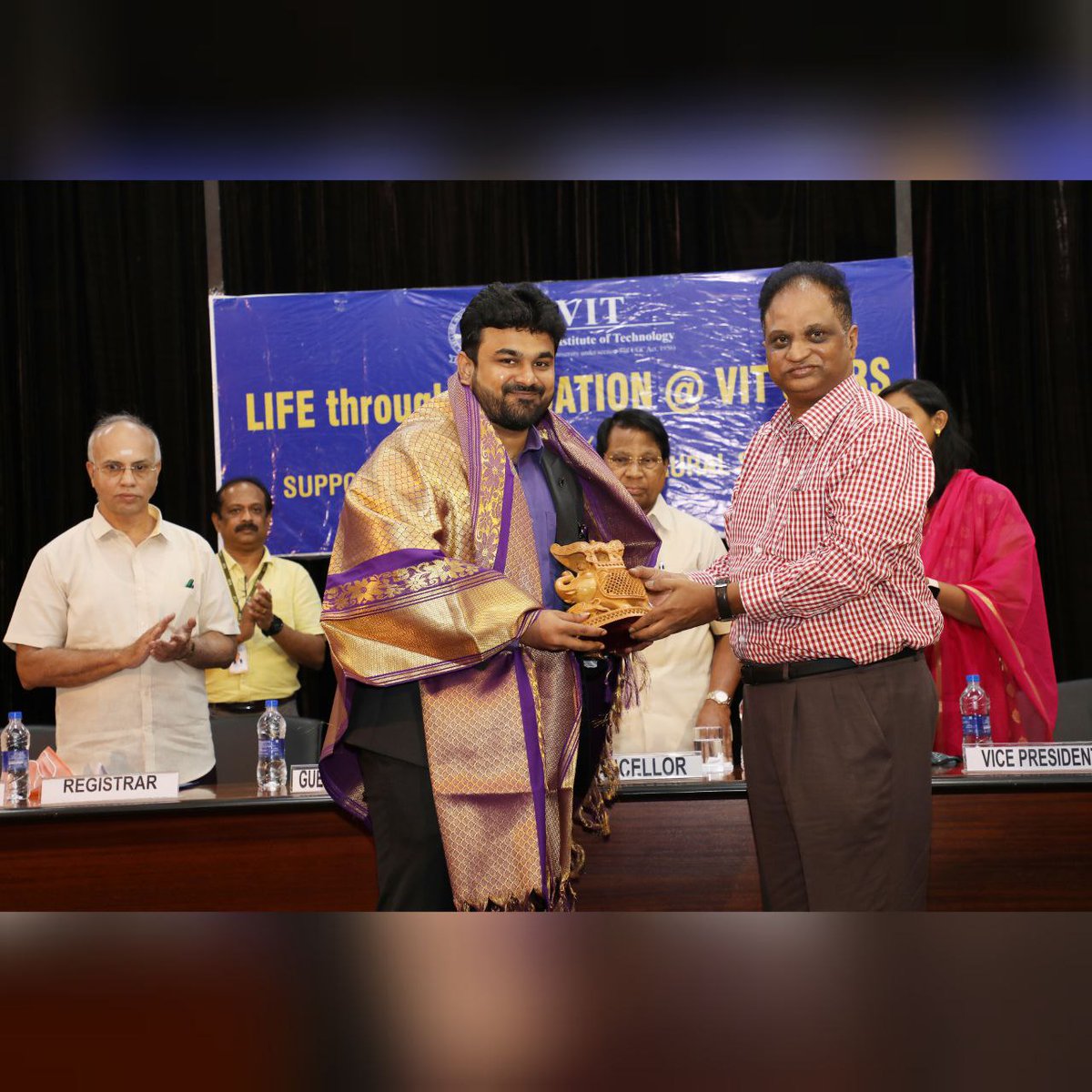 VIT_univ's tweet photo. The event #LIFEthroughEDUCATION" for #VITVellore #STARSStudents was held on March 19, 2022.
Chief Guest - Mrs. P. Harishankari, Deputy Superintendent of Police (DSP - SJHR), Vellore
Guest of Honour: Mr. Gautam Premkumar, Campus Recruitment Lead, Infosys https://t.co/tQYlUZEAWf