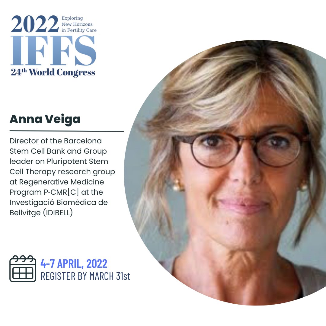 IFFSVirtual2022's tweet photo. 𝗔𝗻𝗻𝗮 𝗩𝗲𝗶𝗴𝗮 is the Director of the #Barcelona Stem Cell Bank and Group leader on Pluripotent Stem Cell Therapy research group at Regenerative #Medicine Program P‐CMR[C] at the Investigació Biomèdica de Bellvitge (#IDIBELL), Register now  https://t.co/NSMBlEZx1F #stemcells https://t.co/q8GgPFrRRE