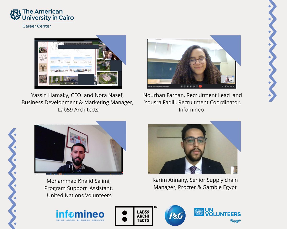 AUCCareerCenter's tweet photo. A big thank you to all employers who participated in AUC Mock Interviews Week. 
We appreciate their efforts with our students in improving their interviewing skills and taking them a step forward towards their future!

@InfomineoTweet #lab59architect @Procter_NGamble #unv https://t.co/WcM5SX0Pz5