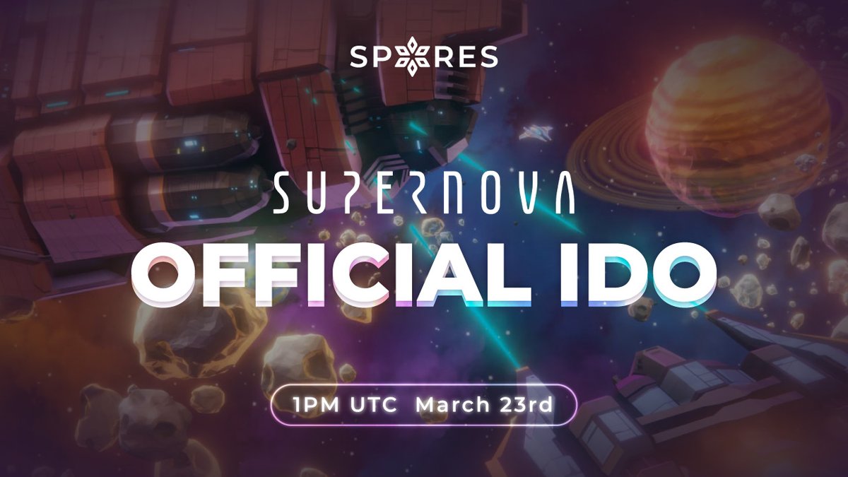 🤩 @SupernovaVerse joins Spores Network to launch Official IDO 🤩

🎮The most anticipated blockchain games of the year
🔥Developed by Sunday Games team!
🕹Featuring indirect controls &amp; an open economy w/ play2earn mechanics!
🚀#IDO on Spores Launchpad at 1PM, Mar 23rd

#Gamefi