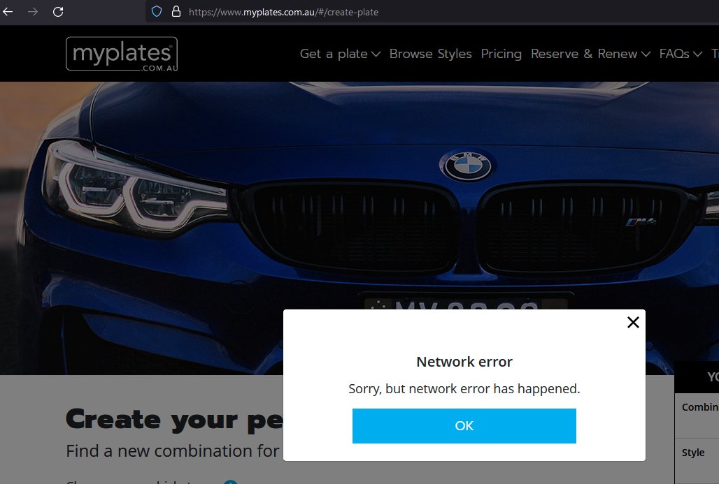 DKShao's tweet photo. Hi @MyPlatesNSW , It seems you have a problem with your system, FYI. I'd also love to know when this is resolved :) https://t.co/yEFwT32Yb4