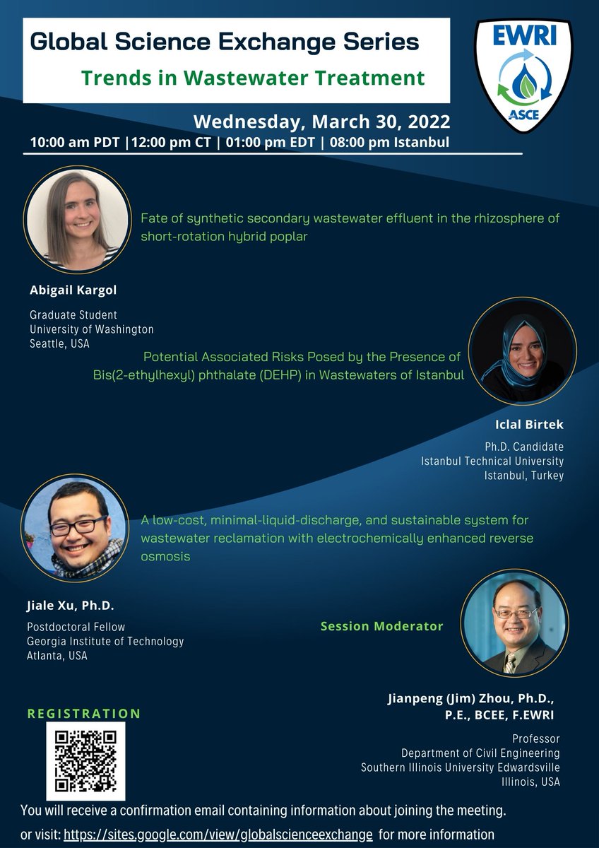 womenwaternexus's tweet photo. Interested in trends in #wastewatertreatment?
Then register for our next session, March 30, 10 am PDT, 12 pm CT, 1 pm EDT, 8 pm Istanbul time
Free registration ➡️ https://t.co/IN9ZZKxq9Y #globalscienceexchange #ASCE #water https://t.co/sHjCMJXV0o