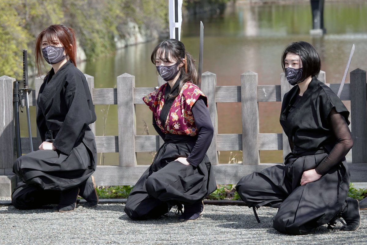To178430's tweet photo. 3/20 「ある日突然、武者行列 ～　戦国フェア　～」
＠小田原城址公園

#忍者 #女忍者 #くのいち #くの一 #くノ一 #NINJA
#米山流殺陣術 #風魔忍者 #小田原城 #北條手作り甲冑隊 #北條五代祭り https://t.co/F1K8Dc1nd4