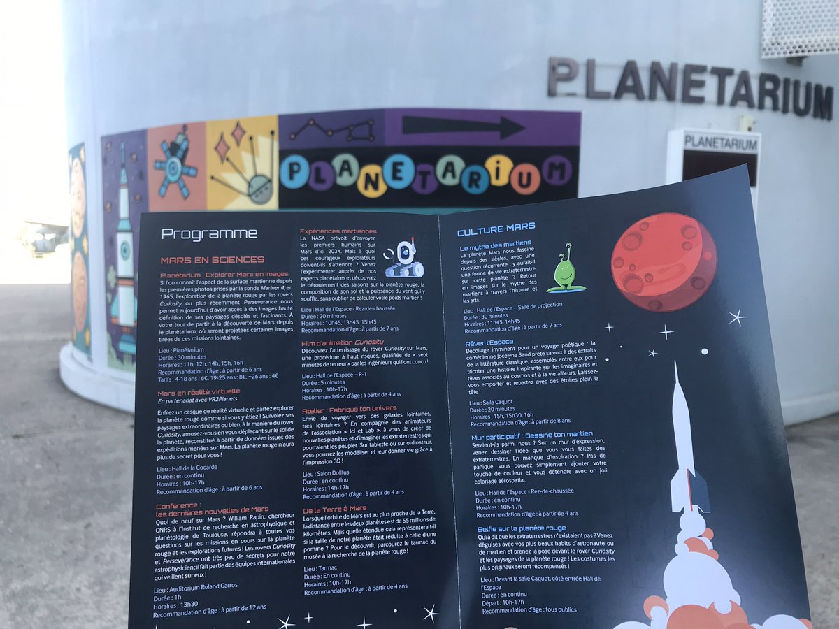 alicecharbonnr's tweet photo. C’est parti pour #MarsenMars au @MuseeAirEspace #LeBourget !
Une journée ☀️ aux couleurs de la planète rouge : #planétarium, ateliers, contes, fablab, démonstrations en réalité virtuelle, conférence… et de jeunes visiteurs déguisés ! 🚀🪐🛸👽
Et toujours l’#ExpoLEGOxMAE 🧱 https://t.co/x8MsQ74D6u