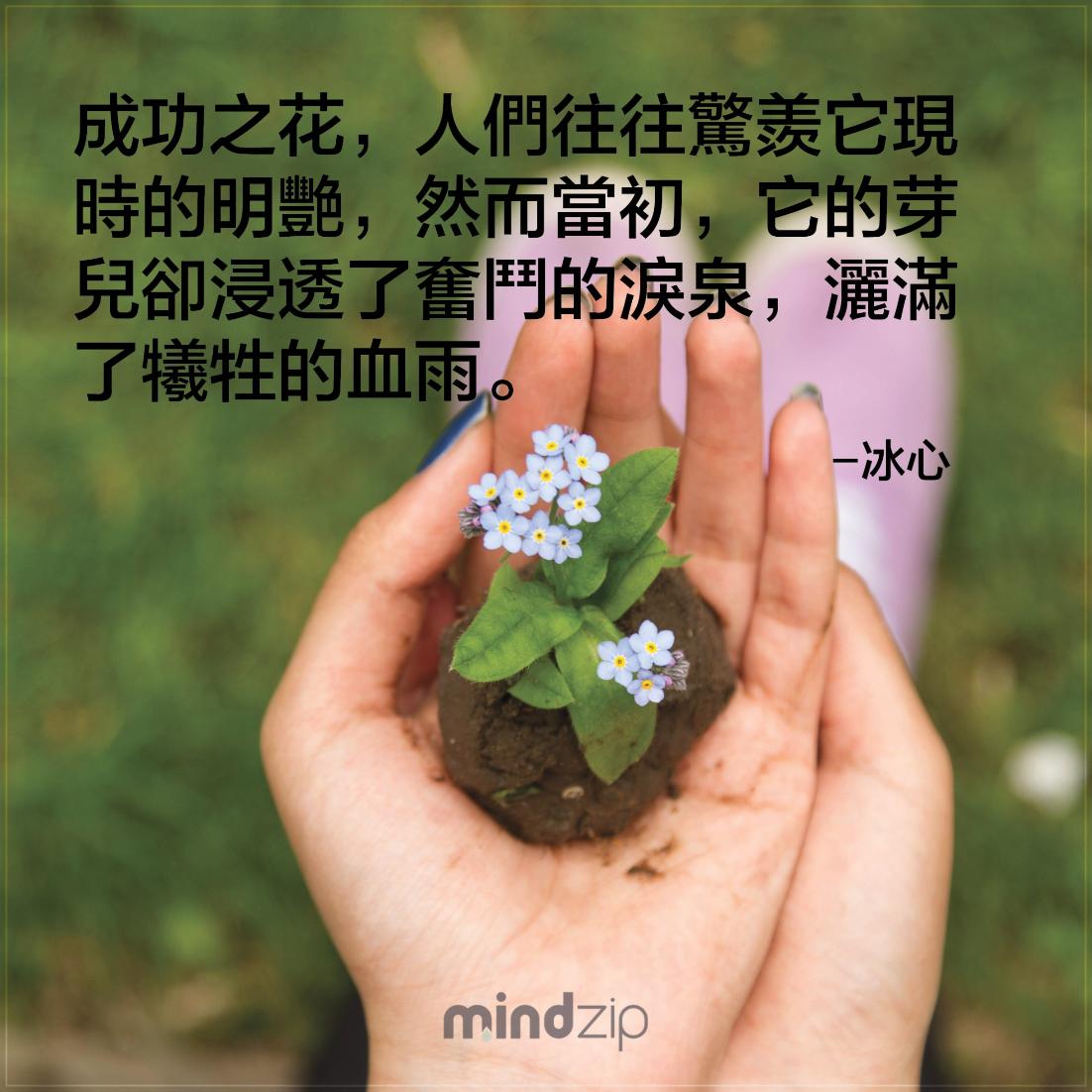 MindZipCHT's tweet photo. 再美麗的花也是從幼苗經歷風吹雨打一點一點長大茁壯。別只羨慕他人的成功忘了他們背後的努力! 標記那些在人生中努力奮鬥的朋友! https://t.co/Wbebg5XSRP #冰心 #語錄 #語錄分享 #成功 #激勵人心 #生活 #人生 #正面能量 #每日一句 #CitaPix #MindZip https://t.co/5ViupFvpNp