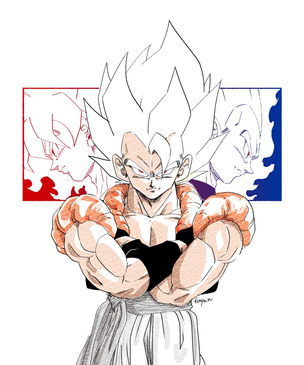 son goku super saiyan male focus crossed arms multiple boys spiked hair serious red eyes  illustration images