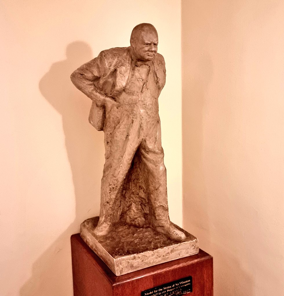 katieculture's tweet photo. On display at @ChartwellNT, a model, by the sculptor #OscarNemon, for the statue of #WinstonChurchill which stands in the Members' Lobby of the House of Commons. https://t.co/lSo4QlVOey