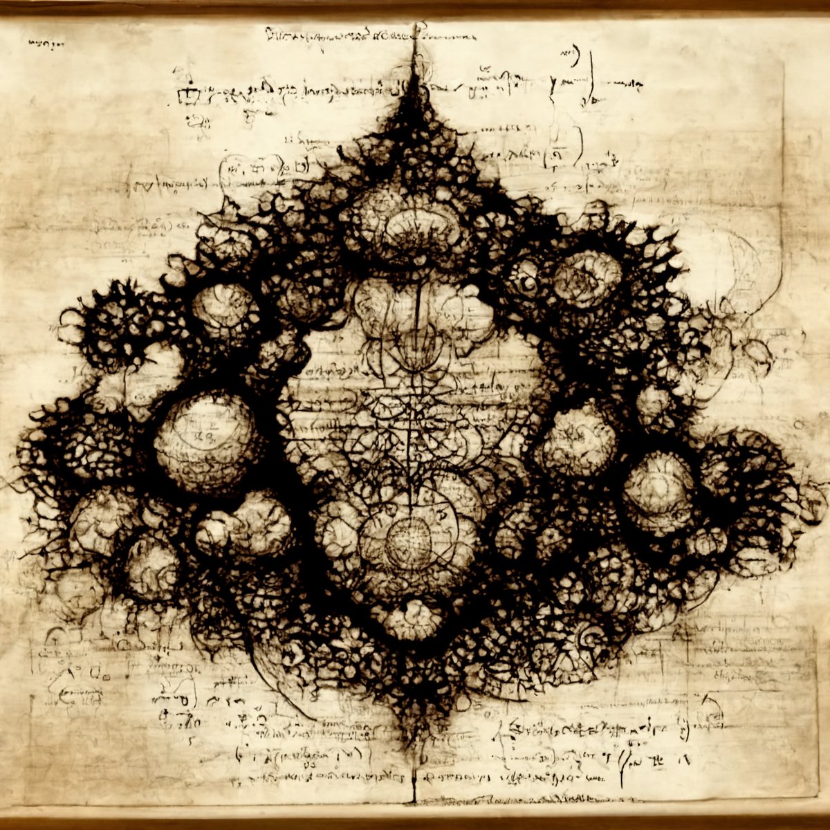 piterpasma's tweet photo. Mandelbrot Fractal Sketches by Leonardo da Vinci, by #midjourney https://t.co/LX1dgBaVvb