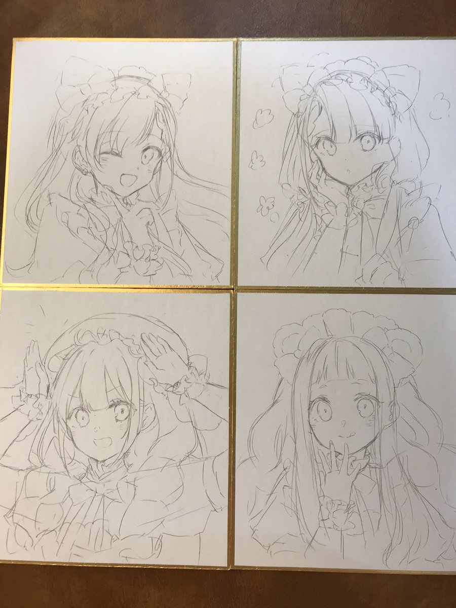 明日持ってく色紙です!今からペン入れと色塗りやるのでとりあえずラフだけ!完成版は夜中か明日の朝にでもあげます😉 