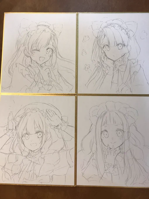 明日持ってく色紙です!今からペン入れと色塗りやるのでとりあえずラフだけ!完成版は夜中か明日の朝にでもあげます😉 