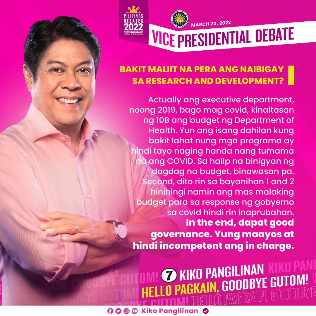 Dapat may good governance.💗🇵🇭

#PiliPinasDebates2022 
#KikoKalmadoPanalo
#7KikoPangilinanVicePresident 
#HelloPagkainGoodbyeGutom