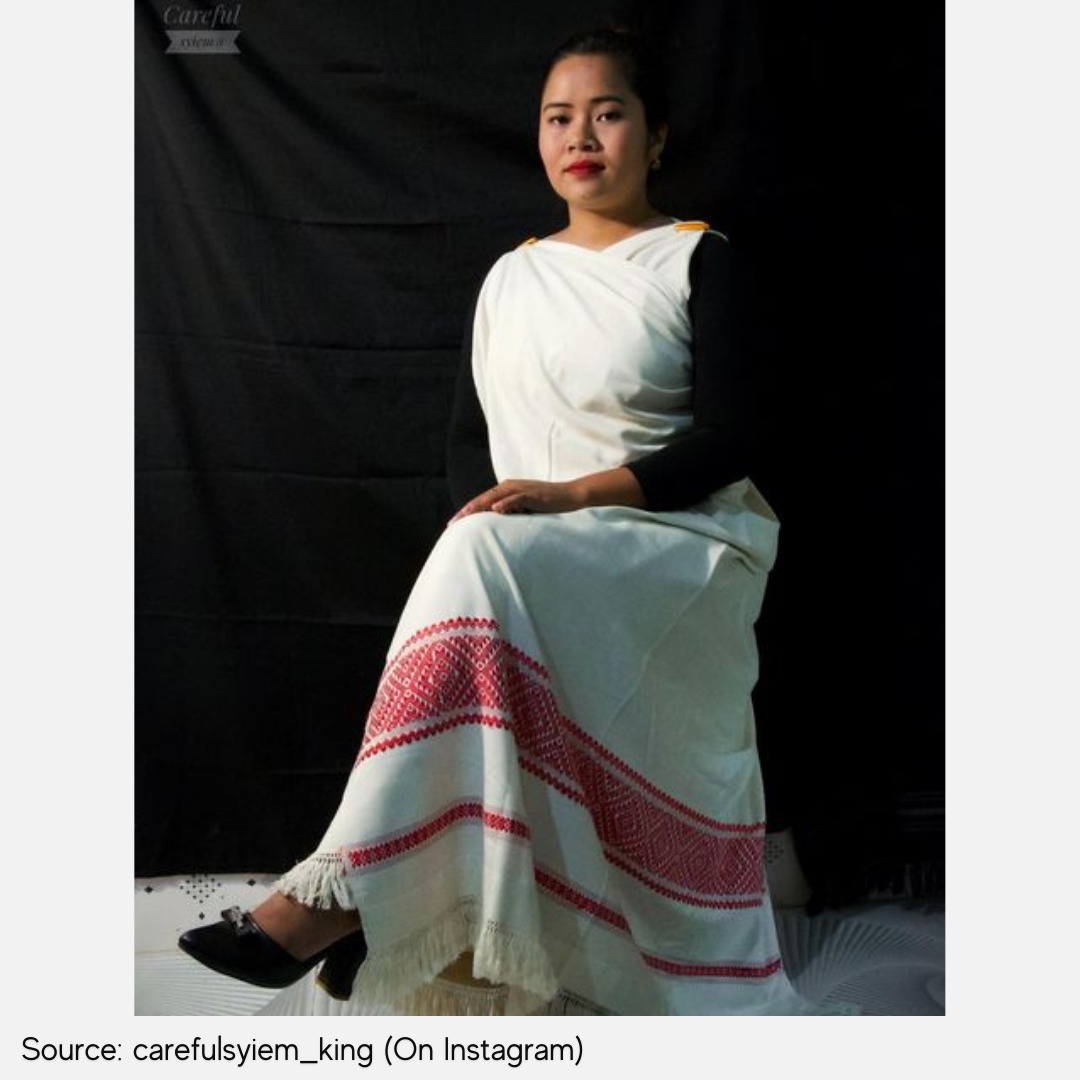 Department of Textiles Meghalaya on X A beautiful handwoven Eri Silk Jainsem with traditional red coloured motif as borders. Jainsem woven with Eri silk are highly valued as they are handwoven on