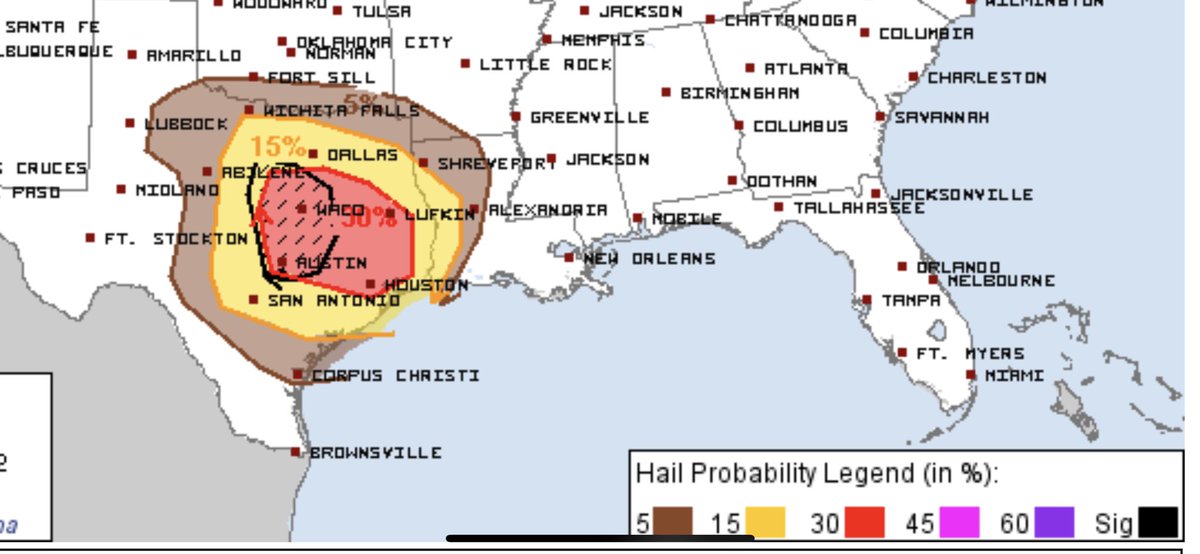 JimCantore's tweet photo. SEVERE Weather Outbreak slated for Monday through Wednesday. All hazards in play. This includes OVERNIGHT MONDAY &amp; TUESDAY. Event will take place from the Central Plains to the East Coast over said time period. Below: latest SPC Mon. Hazard probabilities and Tue.  moderate risk. https://t.co/OHxkwYBs9D