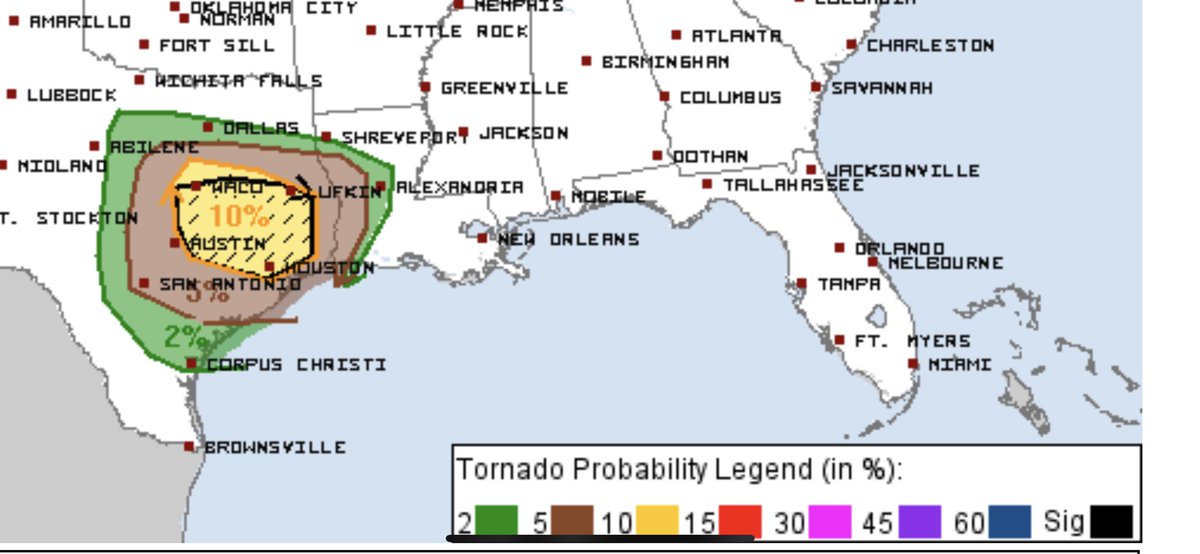 JimCantore's tweet photo. SEVERE Weather Outbreak slated for Monday through Wednesday. All hazards in play. This includes OVERNIGHT MONDAY &amp; TUESDAY. Event will take place from the Central Plains to the East Coast over said time period. Below: latest SPC Mon. Hazard probabilities and Tue.  moderate risk. https://t.co/OHxkwYBs9D