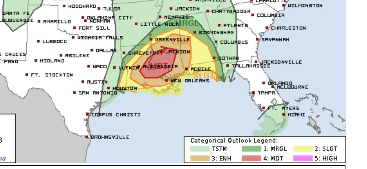 JimCantore's tweet photo. SEVERE Weather Outbreak slated for Monday through Wednesday. All hazards in play. This includes OVERNIGHT MONDAY &amp; TUESDAY. Event will take place from the Central Plains to the East Coast over said time period. Below: latest SPC Mon. Hazard probabilities and Tue.  moderate risk. https://t.co/OHxkwYBs9D