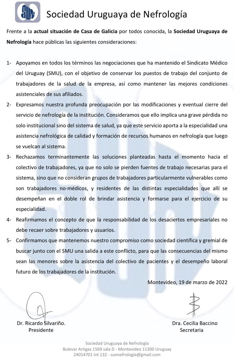 Sociedad Uruguaya de Nefrología (@sunuruguay) on Twitter photo 